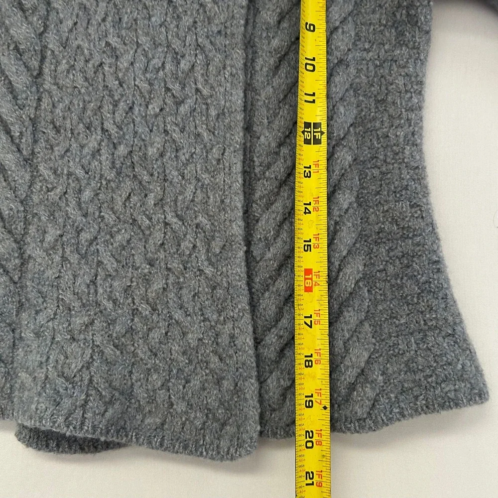 Aran Woollen Mills Cardigan Womens Small Blue Merino Wool Cable Knit Ireland